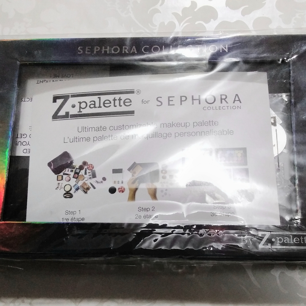 New Sephora Dark Rainbow Magnetic Eyeshadow Z Palette Iridescent Black Glitter